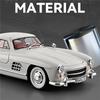1/18 Benz 300SL Alloy Classic Sports Car Model Diecasts Metal Retro Old Vehicles Car Model High Simulation Sound Light Kids Toys Gift