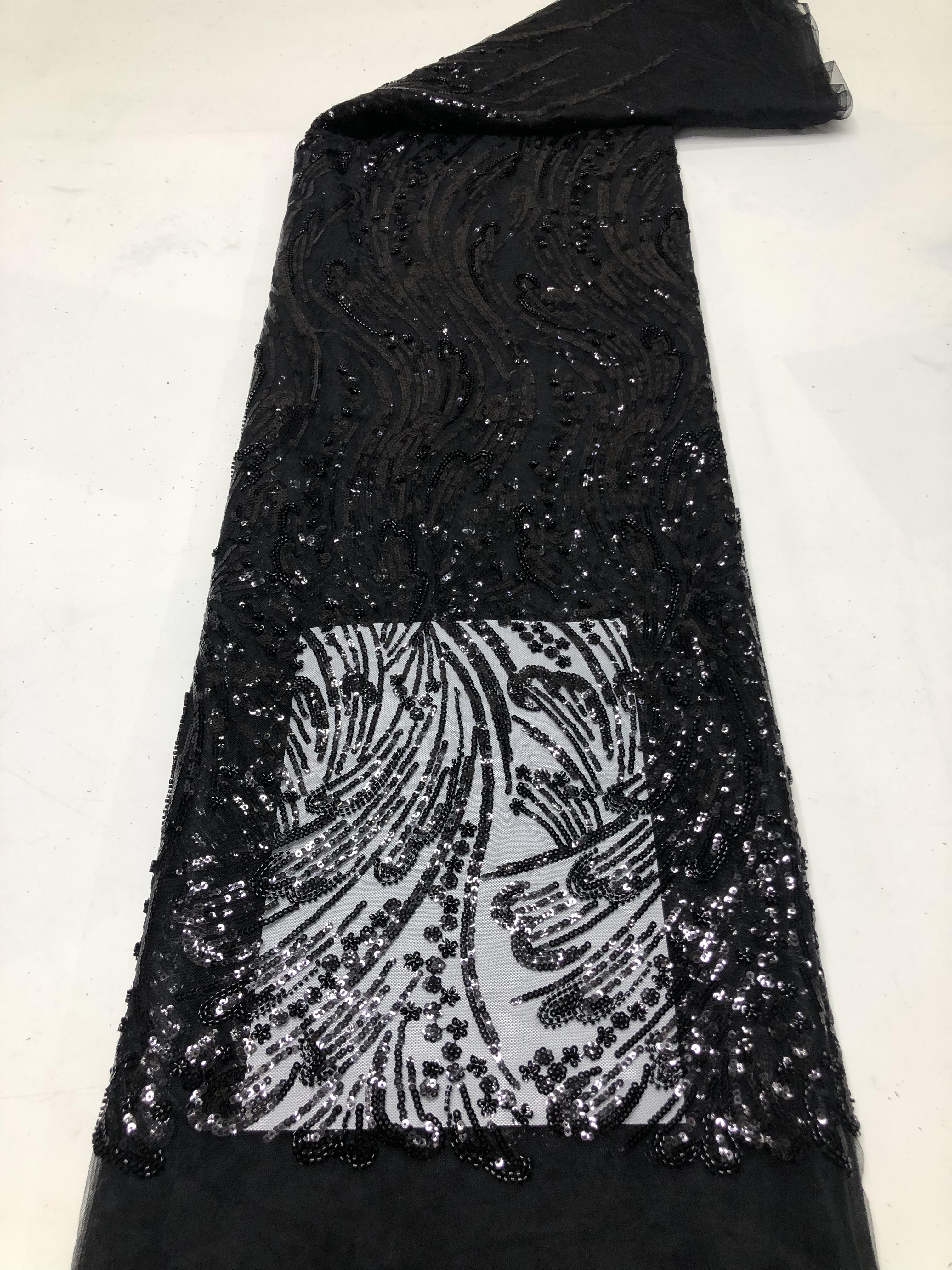 

African Lace Fabric Sequins Embroidery Nigerian Bridal 2025 High Quality French Tulle Lace Fabric For Wedding Dress Women Sewing 5 yards&120cm