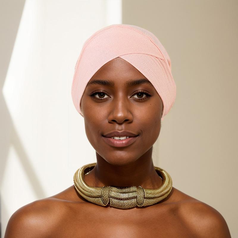 Hijab Caps Headdress Solid Color Muslim Underscarf Cap Soft Elastic Crossed Forehead Female Headscarf Turban Bonnet
