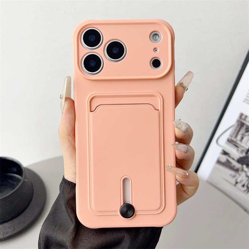 Candy Color Card Slot Holder Wallet Soft Case For iPhone 17 Air 16 15 14 Plus 13 12 11 17 Pro Max Shockproof Silicone Back Cover