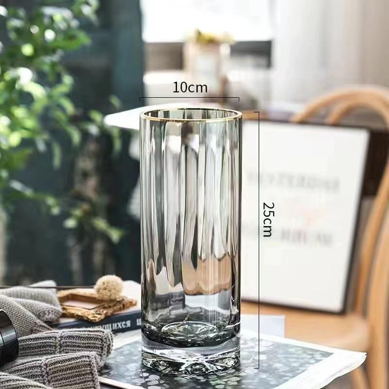 Nordic Cone-Shaped Transparent Glass Vase for Lucky Bamboo and Flowers