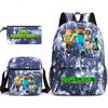 Large Capacity Schoolbag with Shoulder Strap; Student Three-piece Pencil Case Set