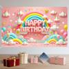 Nuxovilar Happy Birthday Banner - Large 71x43 Inch Pastel Rainbow Clouds Party Backdrop for Kids, Yard Sign, Birthday Decorations