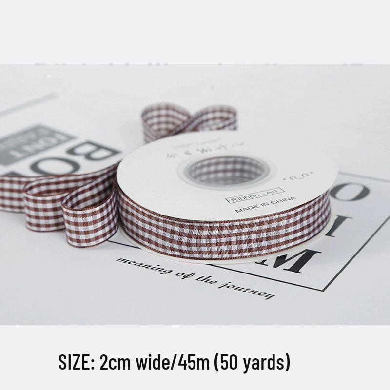 2cm Plaid Satin Ribbon for Baking, Packaging, Fresh Flowers, Bouquets, Cake Boxes, and Crafts - Camouflage Design.