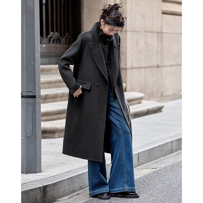 

Женский элегантный комплект пальто средней длины из шерстяной смеси M