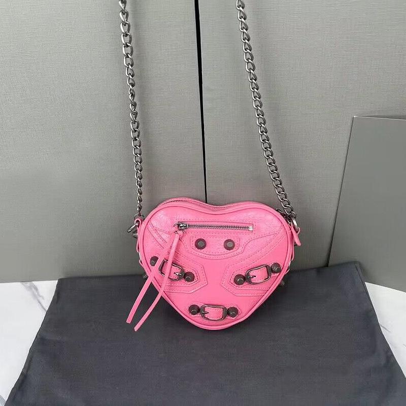 Mini Love Bag Sweet Cool Spicy Girl Style Rivet Locomotive Bag Women's Genuine Leather Diagonal Straddle Chain Bag