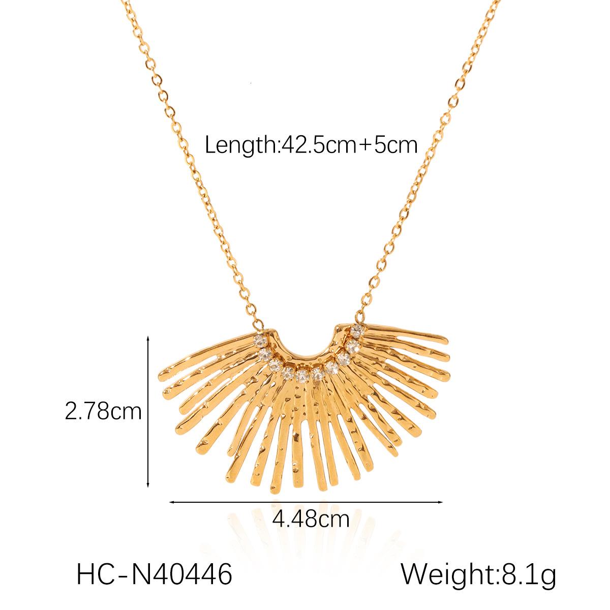 

Fan Shaped Diamond Pendant Necklace For Women Titanium Steel Chain Radiating Lines Design Elegant Jewelry Gift