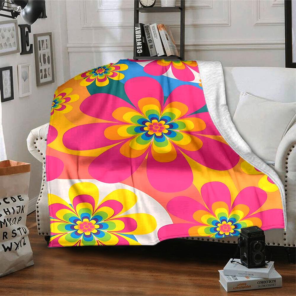1pc Flower Pattern Blanket Warm, Cozy, And Soft, Suitable for Sofas, Beds, Cars, And Office Use.Perfect for Camping And Travel, Making It a Great Gift