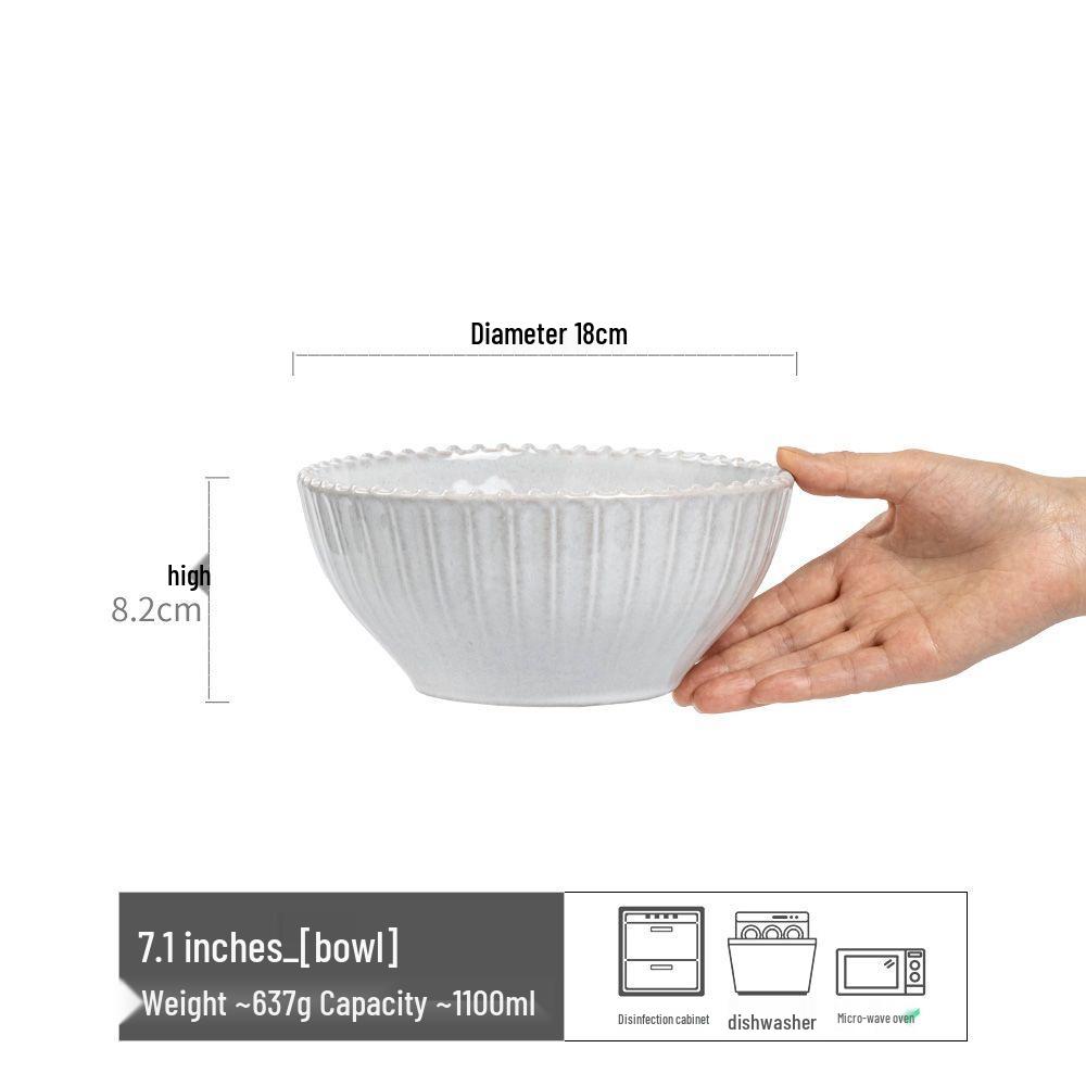 Retro Ceramic Large Bowls for Soup & Vegetables - Practical Tableware for Single Serving