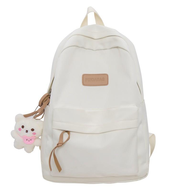 

Korean Harajuku Ins All-matching Schoolbag Female Middle School Students Pure Color Backpack Simple Casual Travel
