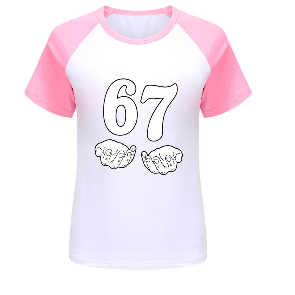5391 Kids Steal a Brainrot 67 Print Raglan Casual T-Shirt