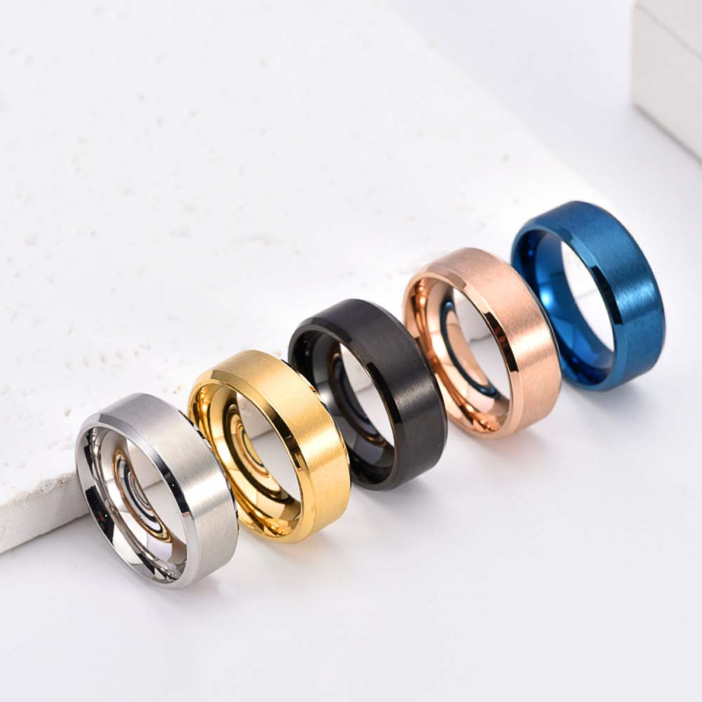 Men's Matte Titanium Steel Ring 8mm Wide Unisex Minimalist Jewelry Trendy TikTok Viral Gift for Him Stock Ready
