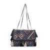 Ethnic Embroidery Canvas Women's Crossbody - Printed Large Capacity Vintage Tassel Mini Ladies Wallet