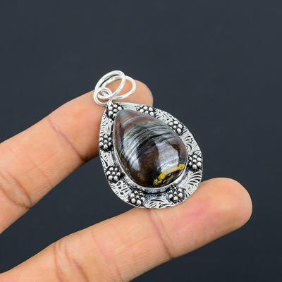 Daughters Day Sale 925 Sterling Silver Iron Tiger Eye Gemstone Pendant Jewelry