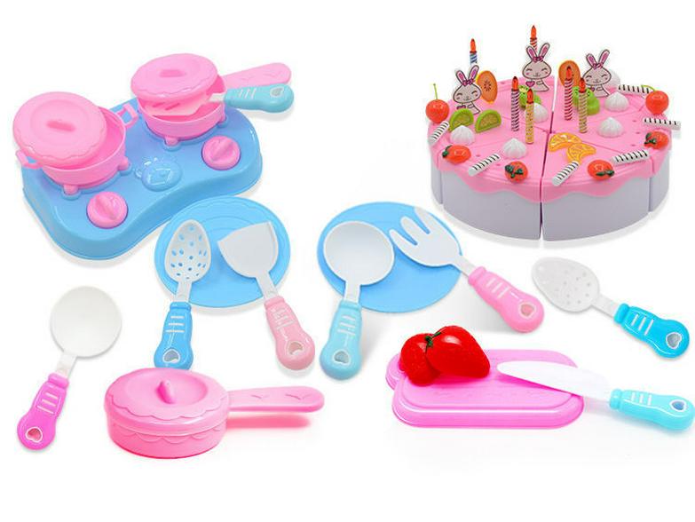 Large Kids' Grocery Cart with Fruit & Vegetable Play Set for Playhouse