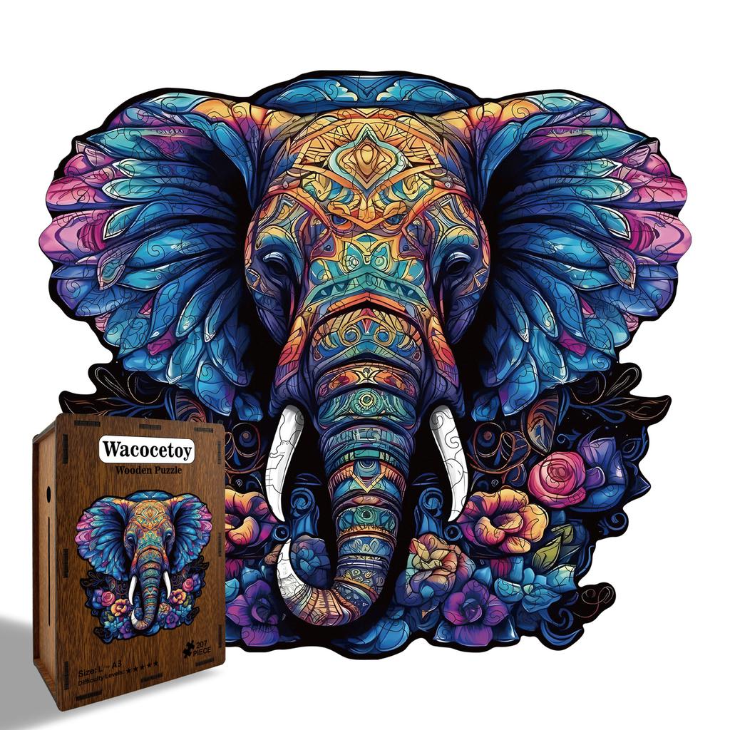 Elephant Puzzle Wooden Special-Shaped Splicing Toy Original Piggy Bank Decompression Manual Puzzle