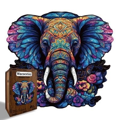 Elephant Puzzle Wooden Special-Shaped Splicing Toy Original Piggy Bank Decompression Manual Puzzle