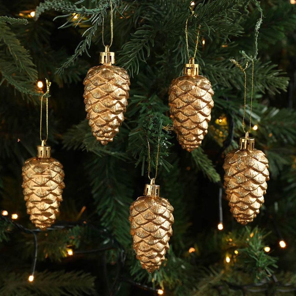 5 st 3/6 st Julmålad Tallkotte Målad Plasttallkotte Hängande Hänge Hängande Stjärna Julgransdekoration