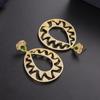 WWJ Luxury Hollow Out Design Round Dangle Earrings Zirconia Women Wedding Party Jewelry