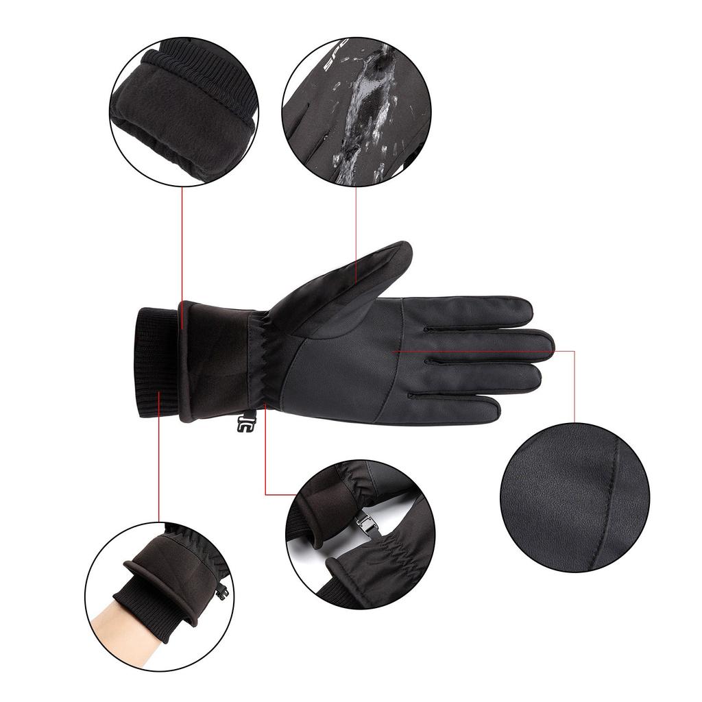 Winter Ski Gloves Waterproof Windproof Thermal Insulated Gloves with Adjustable Wrist Strap and Touchscreen Compatible Design for Outdoor Sports