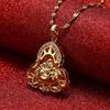 Buddhist Pendant Necklace Gold Chinese Style Jewelry Buddha Statue Amulet Hinduism