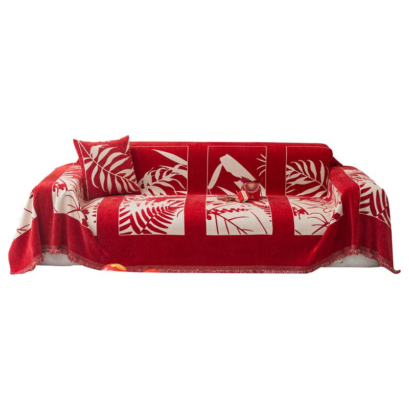 Jasnoczerwony Szczęśliwe Małżeństwo Ceremonia Ślubna i Pokój Weselny Pokrowiec na Sofę Tkanina Cztery Pory Roku Uniwersalny All-Inclusive Pokrowiec na Sofę Narzuta