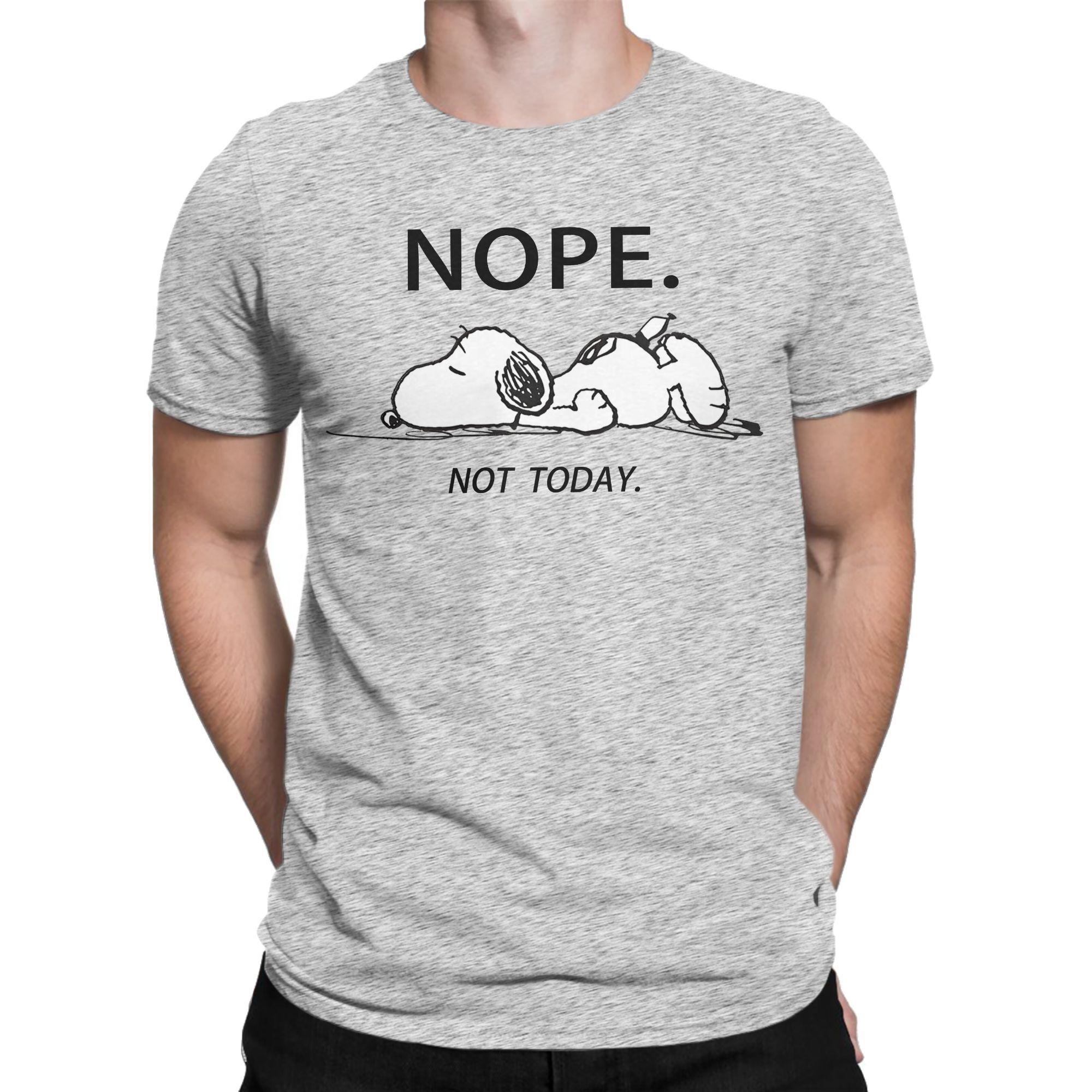 XIXI Fashion Heren Leuke Cartoon Snoopy T-shirts Nope Not Today Katoenen Kleding Coole Korte Mouw Ronde Hals T-shirts 4XL 5XL 6XL T-shirts L