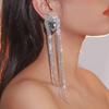 European and American Earrings Full of Diamonds and Long Fringed Crystal Earrings Women's Exaggerated Dinner Dress Banquet Earrings
