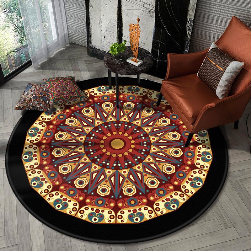 Home Decor Printing Living Room Bedroom Rug Kitchen Shower Door Floor Mat Ethnic Mandala Round