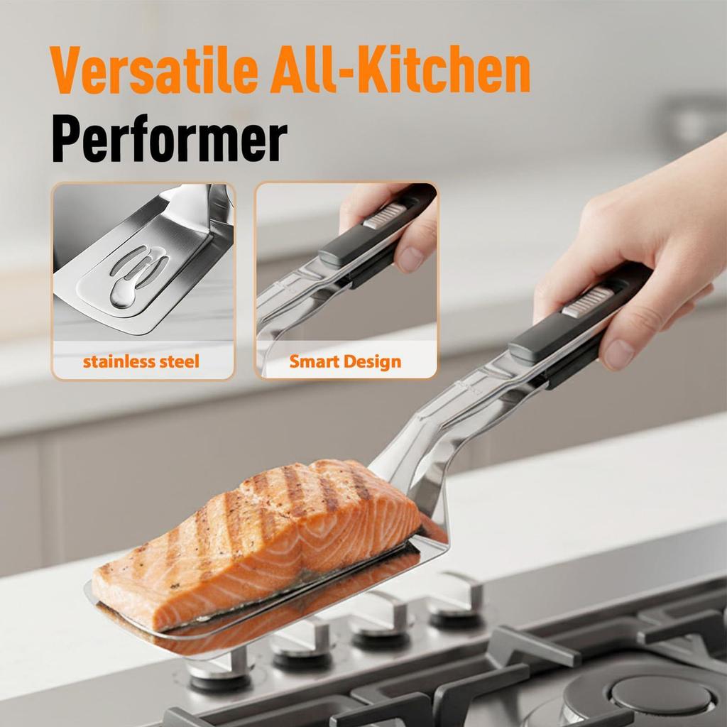 Stainless Steel Serving Tongs For BBQ Buffet Fish Frying Steak Salad Food FlipTrowel Clip Kitchen Accessories Heat-Resistant