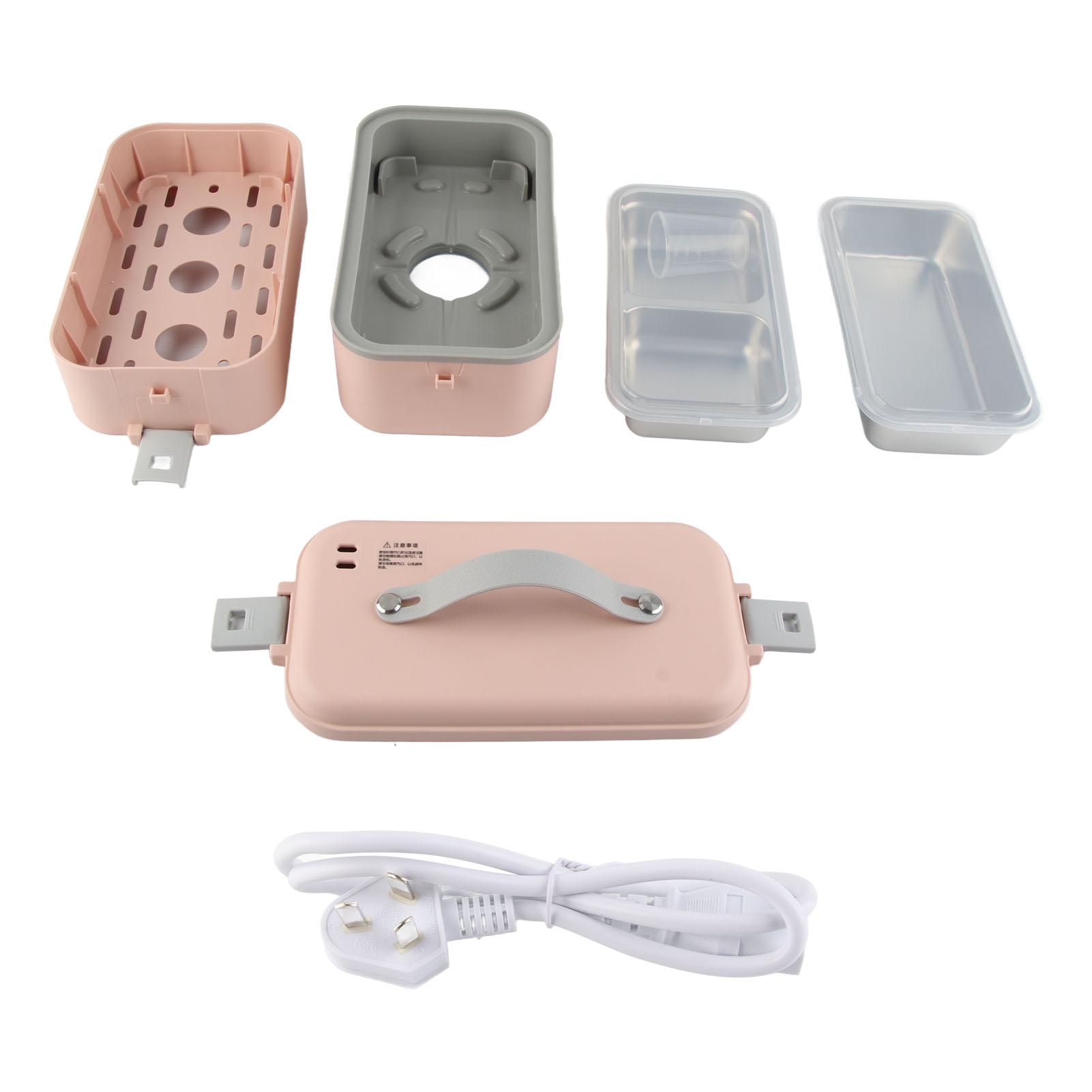 

Electric Lunch Box Plug in Double Layer Stainless Steel Steaming Insulation Portable Food Warmer розовый