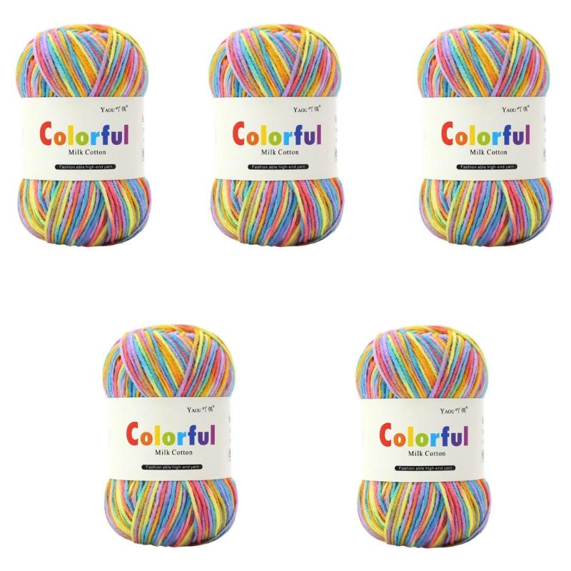 5Rolls Soft Dyed Acrylic Yarn 50grams Per Roll for Knitting Sweater Scarves Hat Blankets Baby Clothes Home Decoration