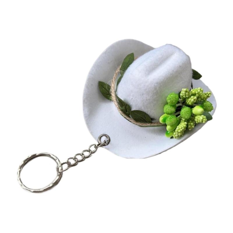 Trendy Flower Hat Key Chain Charm Versatile Hat Pendant Floral Keychain Portable Hat Pendant Keyrings Accessory