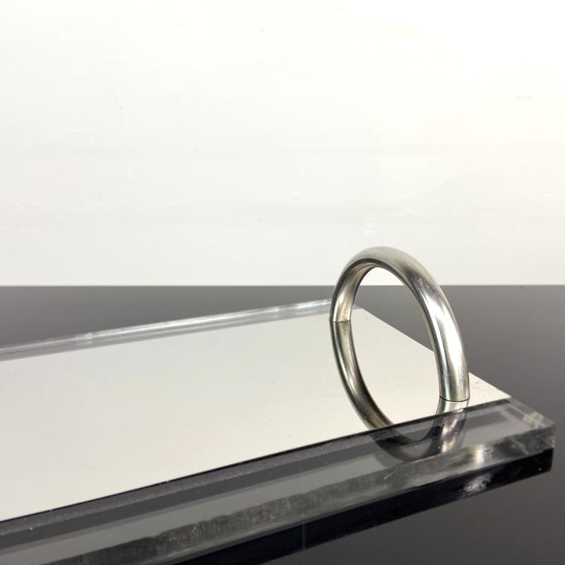 Simple Modern Transparent Stainless Steel Handle Long Tray Model Room Living Room Dining Table Coffee Table Storage Tray Ornaments