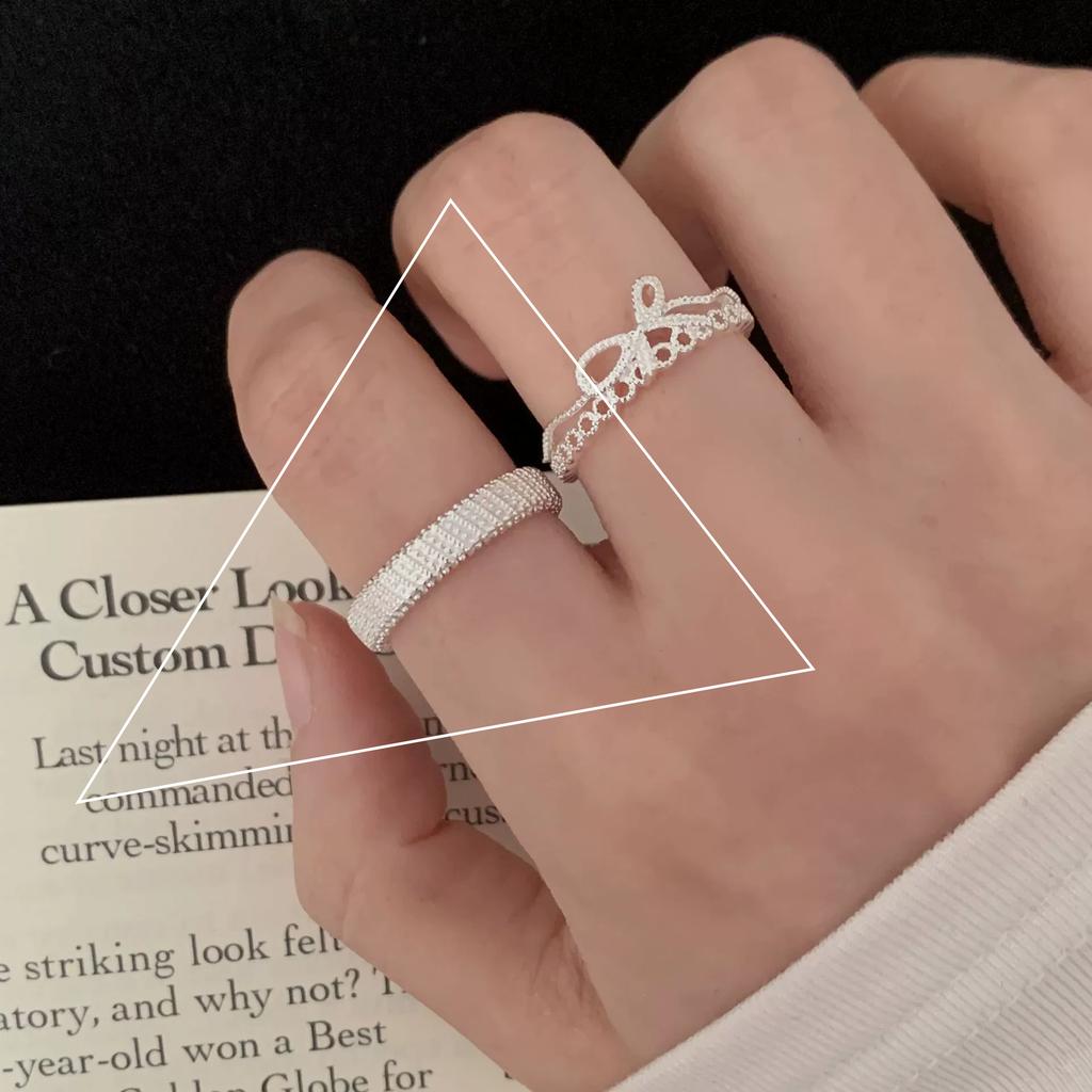 PANJBJ 925 Sterling Silber Dicker Doppelring für Damen Mädchen Geschenk Minimalismus Neutral Öffnend Breiter Schmuck Dropshipping