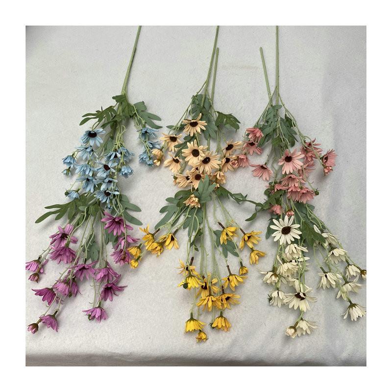 Artificial 3 Head Dahlia Chrysanthemum Bouquet For Wedding Floral Home Decor