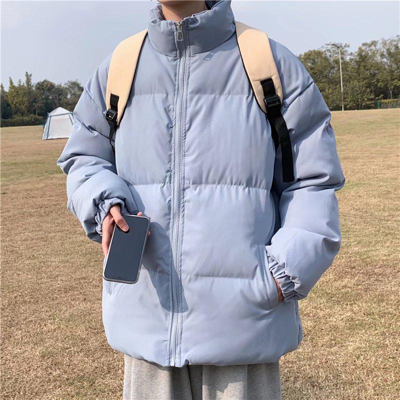 Men's Hong Kong Style Hooded Cotton Padded Winter Jacket - Short, Thick, Warm, and Trendy Loose-Fit Coat in Solid Color
