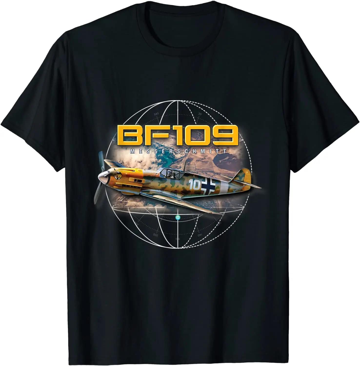 

WWII German Air Force Messerschmitt Bf 109 Fighter T-Shirt. Premium Cotton Short Sleeve O-Neck Mens T Shirt New S-3XL 4XL