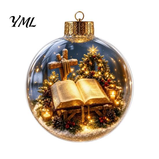 Hängende Weihnachts-Girlanden-Dekorationen Leuchtende Dekorationsbälle, Beleuchtete Ornamente mit Festlicher Szene, LED Batteriebetriebene Nachtlicht-Ornamente