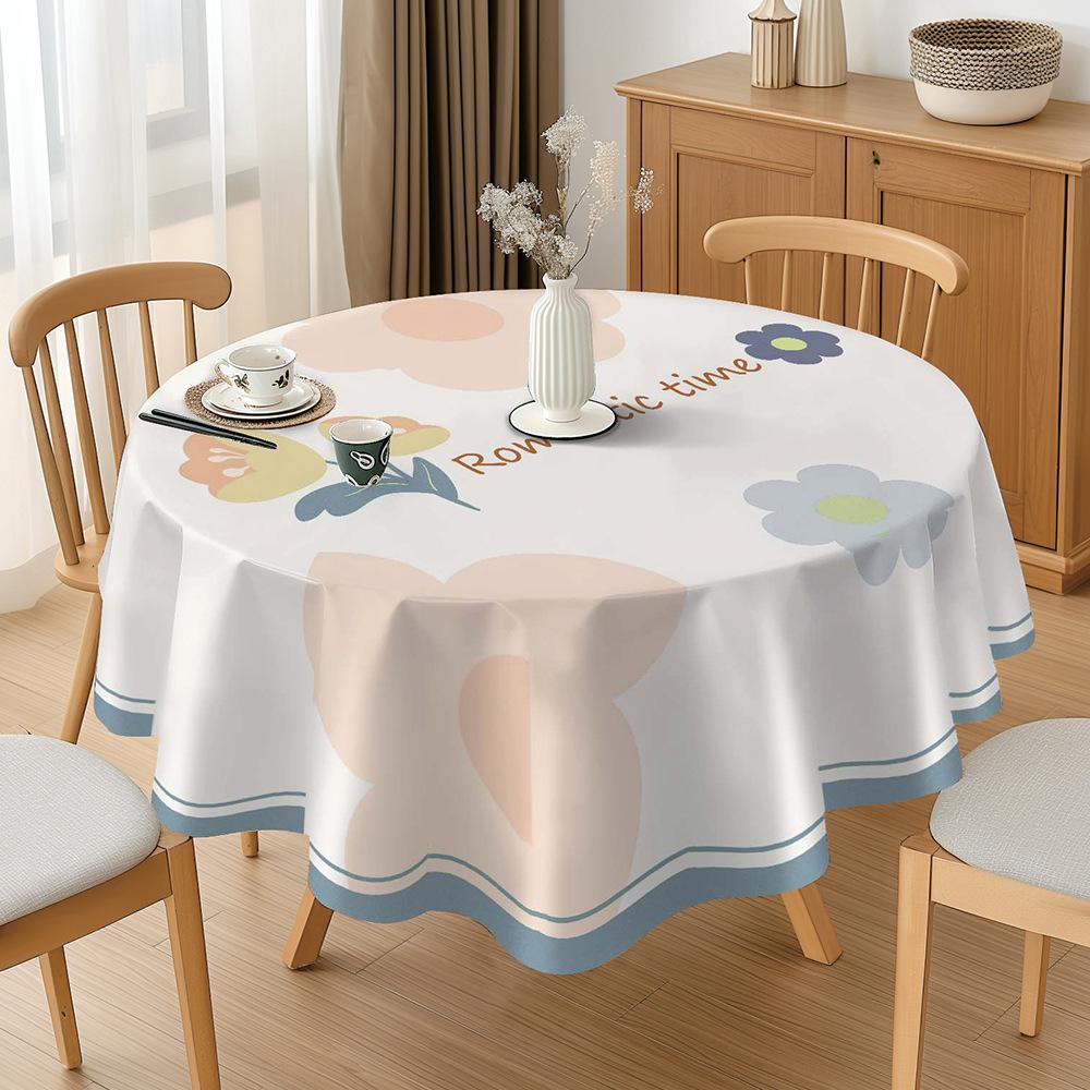 1PC New Simple Style Round Table Cloth Waterproof Oil-proof Anti-scalding Wash-Free PVC Table Cloth Scratch-resistant Durable