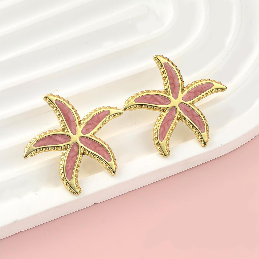 New Fashion Stainless Steel Starfish Drip Oil Earrings for Women - Light Luxury Versatile Ear Jewelry