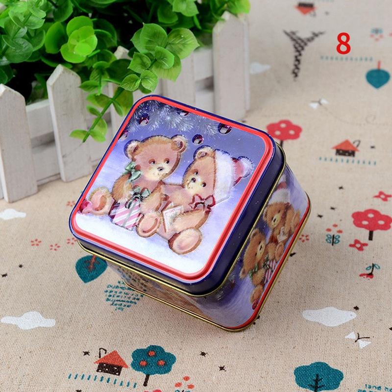 Christmas Candy Tin Box Cartoon Candy Jar Xmas Snowman Box Tea Storage Organizer Metal Box Christmas Gift Box Packaging