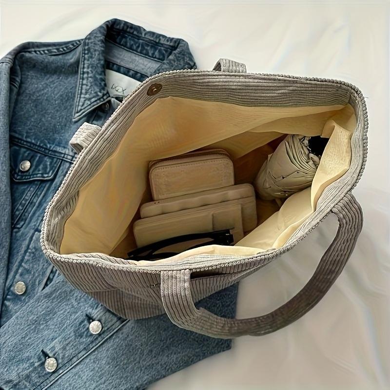 Damen Cord Schultertasche, Lässige Modehandtasche mit großer Kapazität, Geeignet zum Ausgehen, Maschinenwaschbar, mit festen Schultergurten