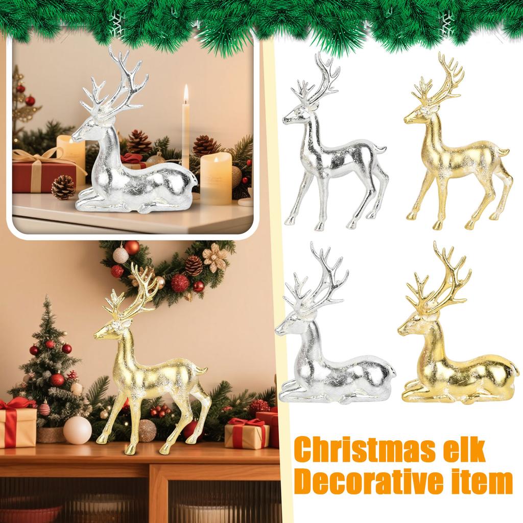 Resin Deer Figurine Decorative Stag Sculpture Animal Ornament for Home Office Living Room Tabletop Shelf Display Art Decor