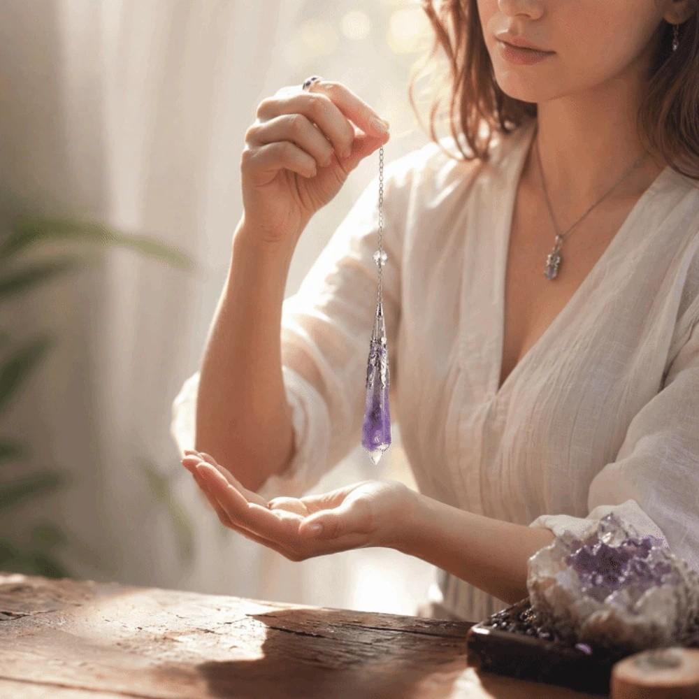 Energy Natural Crystal Pendulums Hexagon Cone Witch Spiritual Pendulos Jewelry Gift