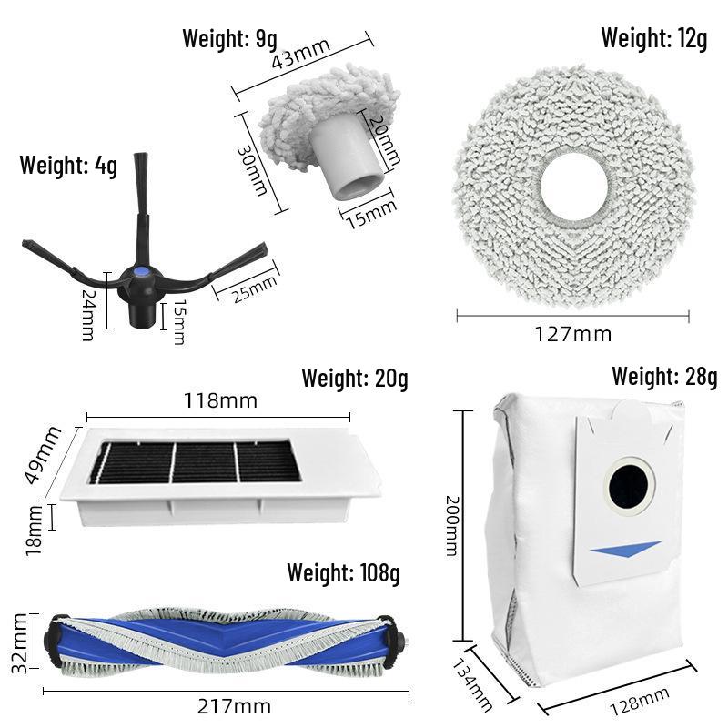 Ecovacs X2S Robot Vacuum Replacement Kit: Filters, Mop, Roller Brush, Dust Bag for X3Pro.