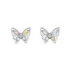 Elegant Zircon Butterfly Studs Earrings Featuring Colorful Stones for Fashionable Women and Everyday Casual Wear