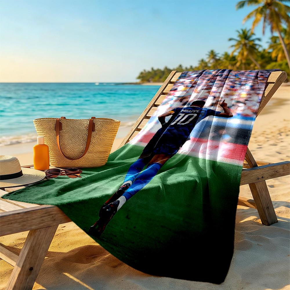 Mbappe Beach Towel High Absorbency & Quick-Dry Comfortable Lightweight Suitable for Sports, Travel, Swimming, Yoga, Bathroom, Beach, And Pool