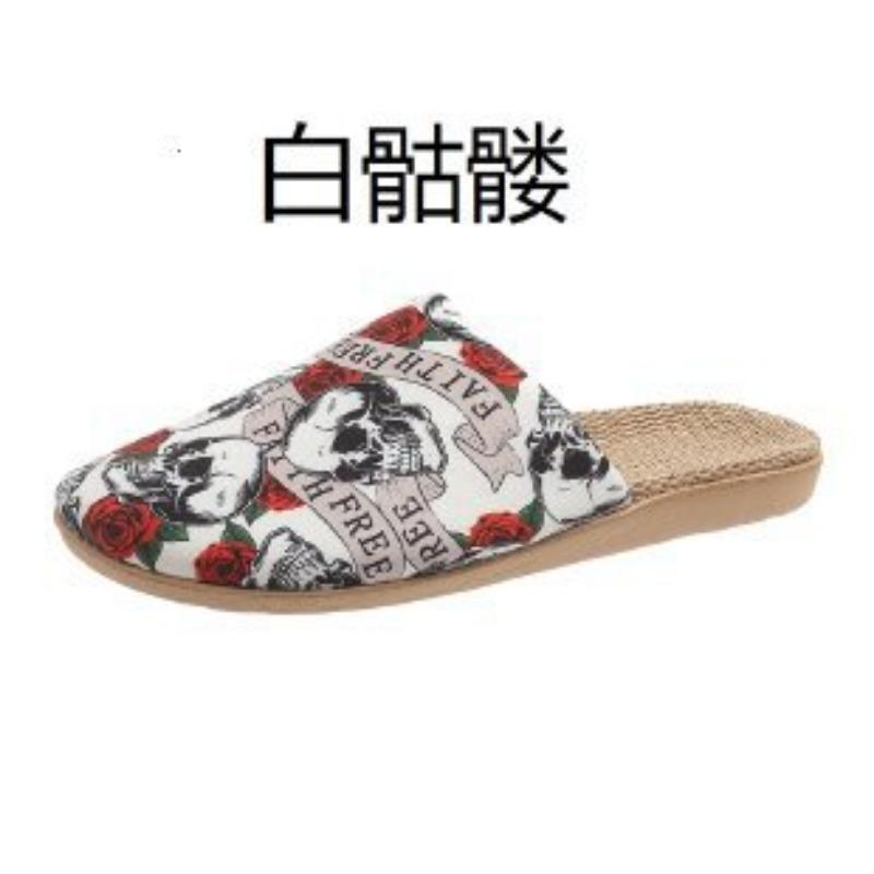New linen slippers breathable sweat-absorbing indoor home shoes lightweight silent four-season cool slippers