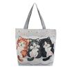 Cat Canvas Tote Bag With Embroidery For Casual Travel And Shopping